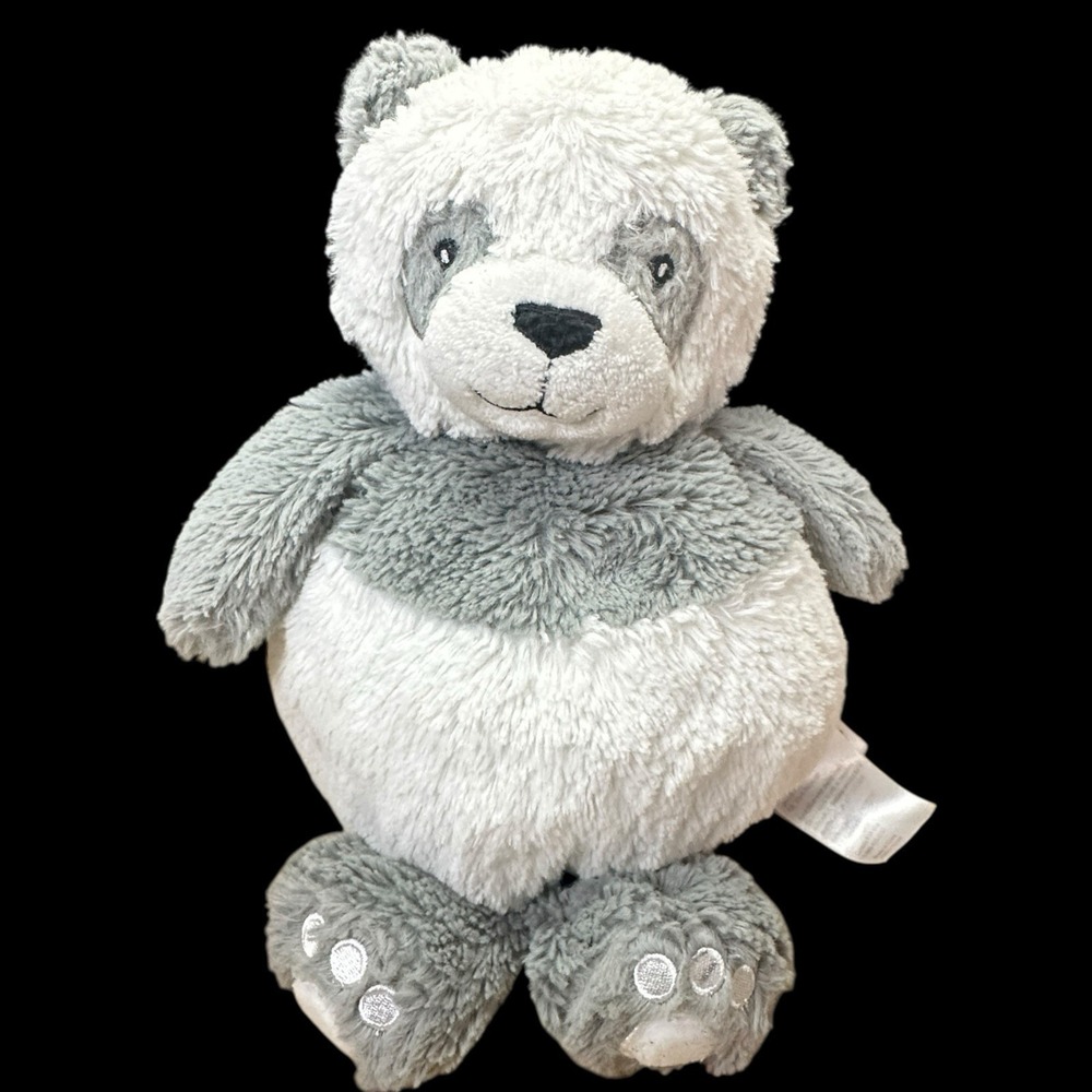 Little Miracles Panda Bear Plush 12" Gray White Chubby Stuffed Animal‎ Toy